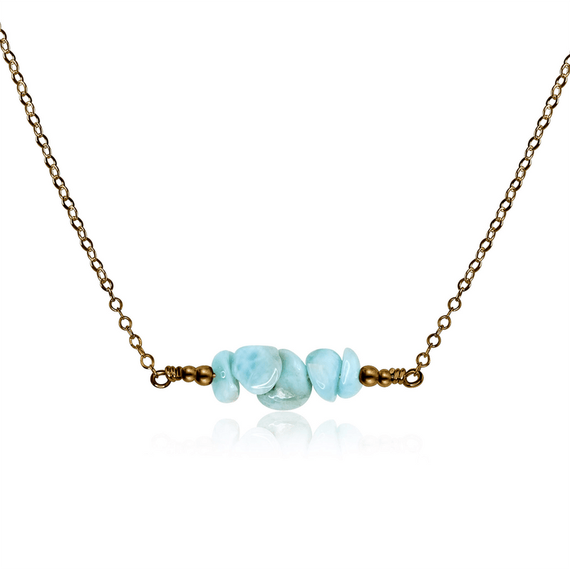 Bronze Larimar Chip Bead Bar Necklace