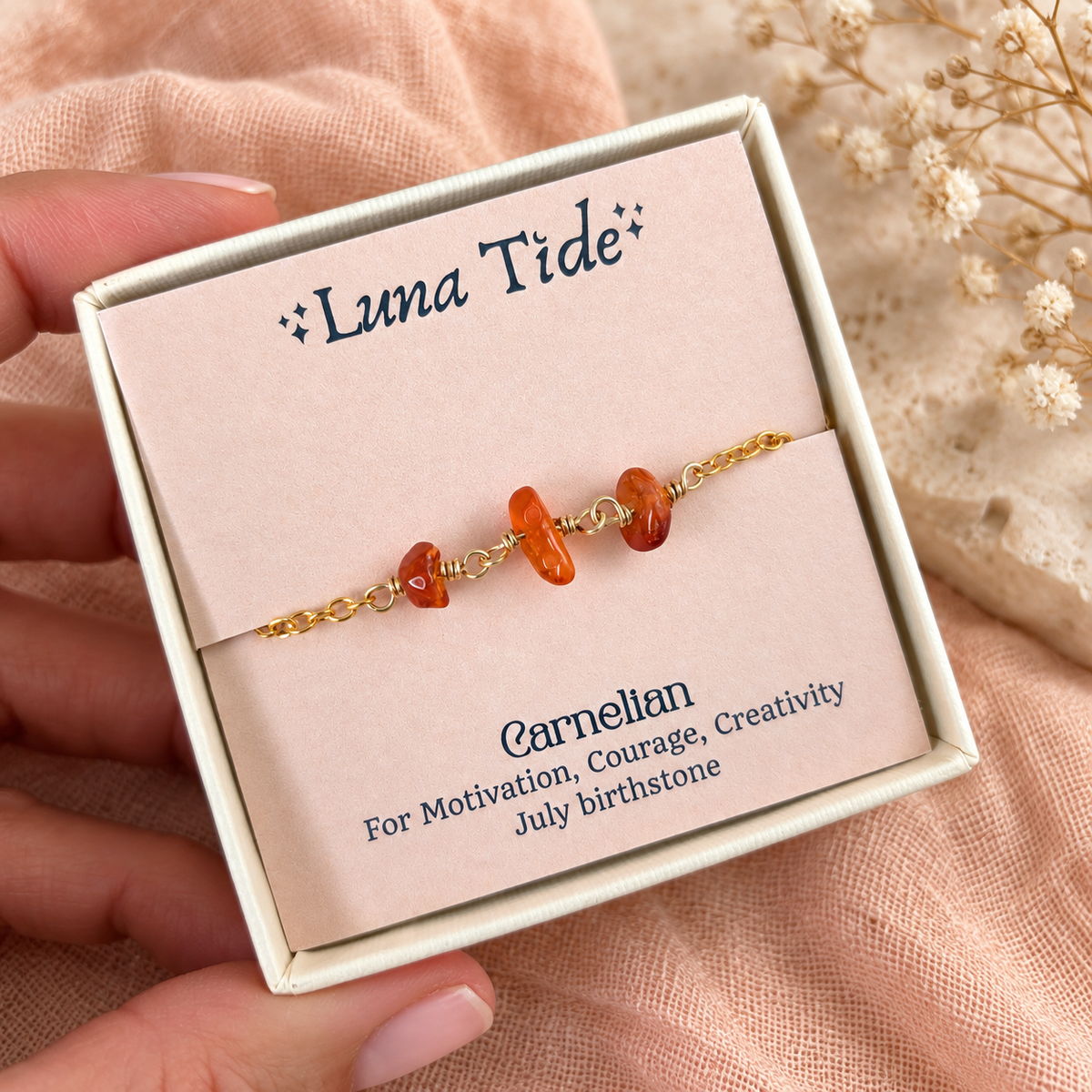 Carnelian Crystal Beaded Chain Choker Necklace