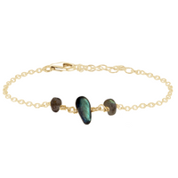 Beaded Chain Bracelet - Labradorite - 14K GOLD FILL - Luna Tide Handmade Jewellery