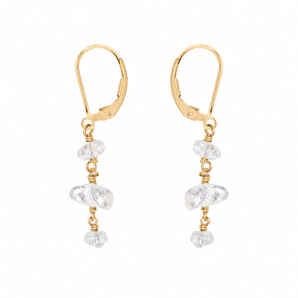 Crystal Quartz Beaded Chain Dangle Leverback Earrings