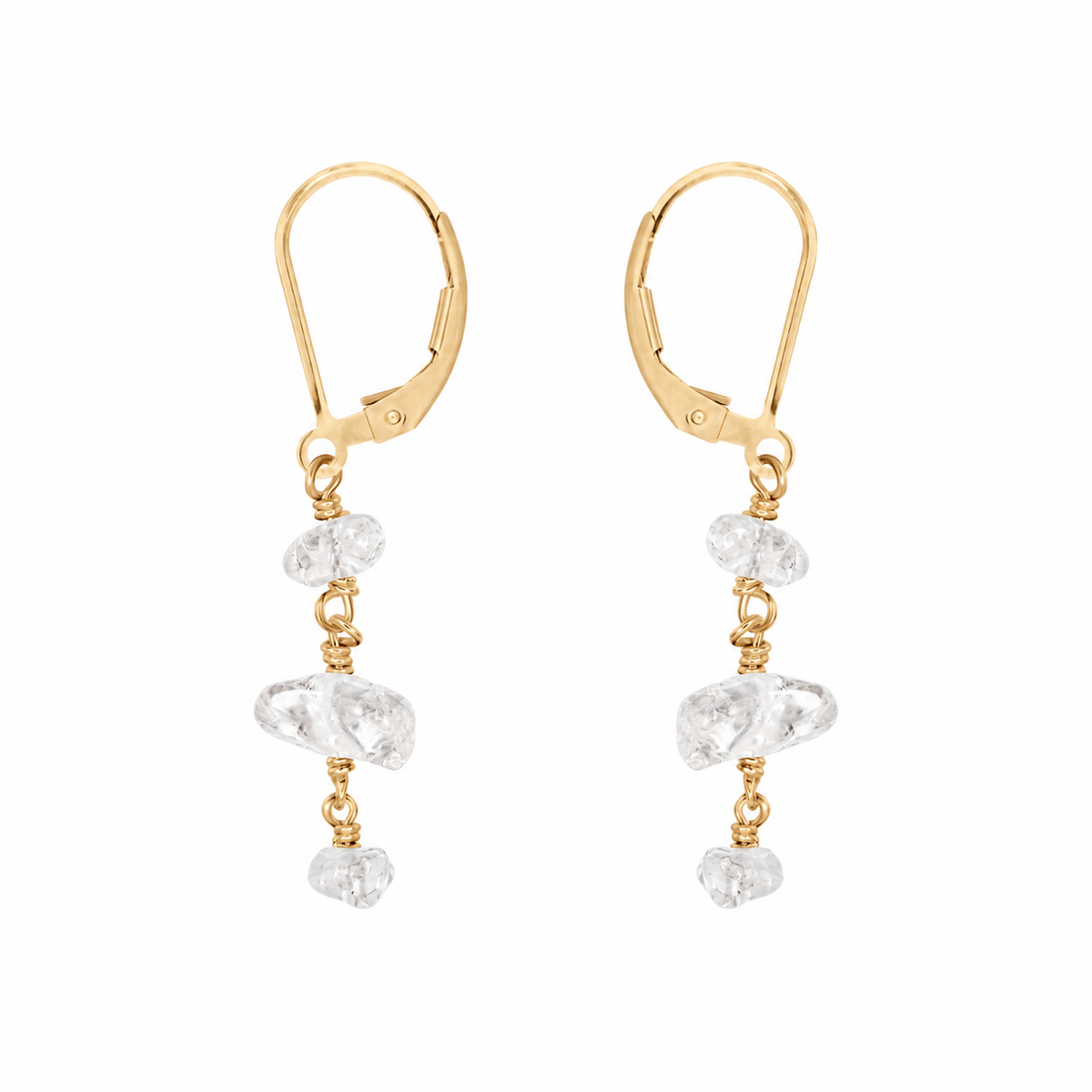 Crystal Quartz Beaded Chain Dangle Leverback Earrings