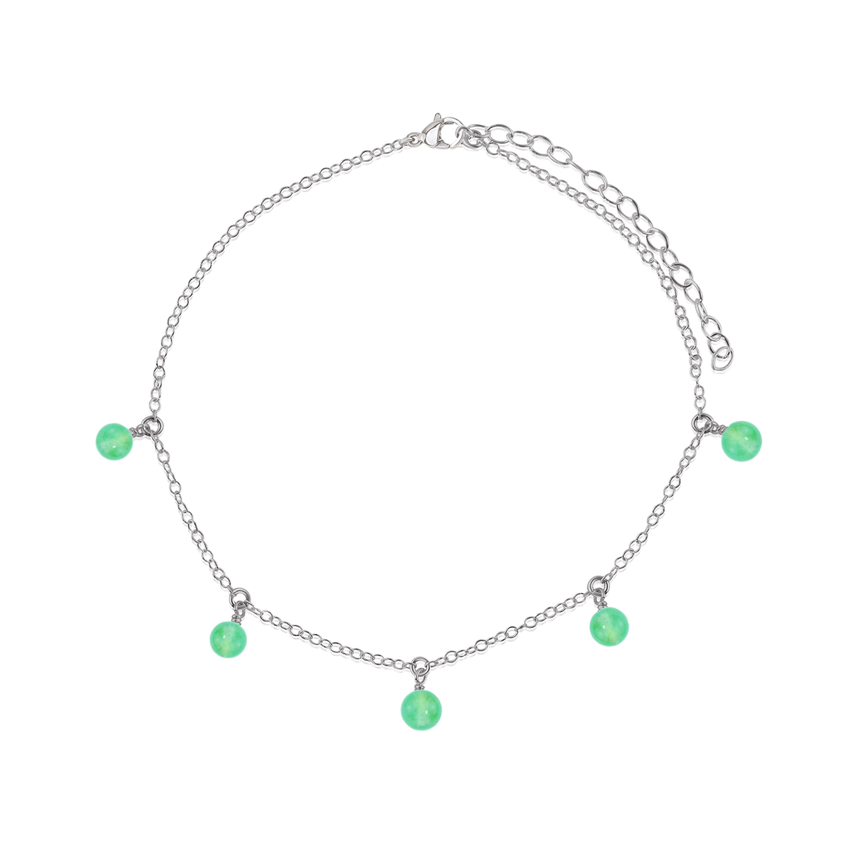 Boho Chrysoprase Gemstone Bead Drop Anklet