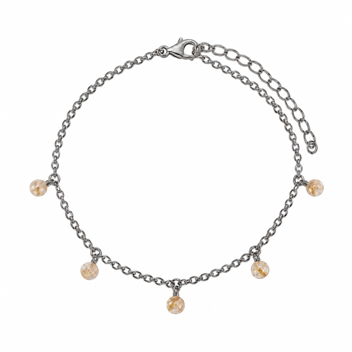 Boho Golden Rutilated Quartz Gemstone Bead Drop Anklet