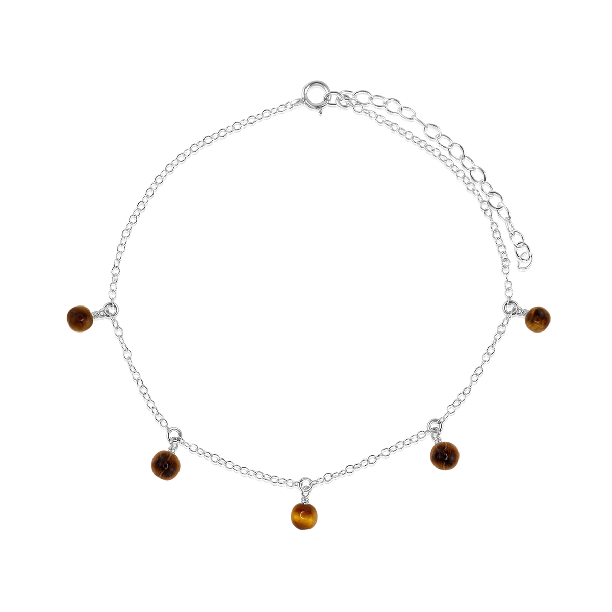 Boho Tiger's Eye Gemstone Bead Drop Anklet