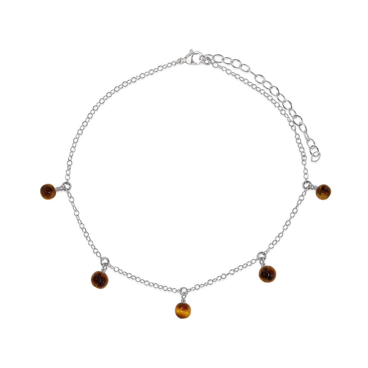 Boho Tiger's Eye Gemstone Bead Drop Anklet