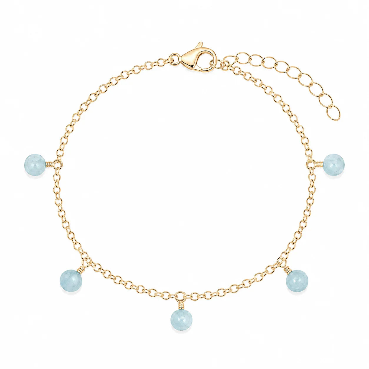 Aquamarine Boho Gemstone Bead Drop Charm Bracelet