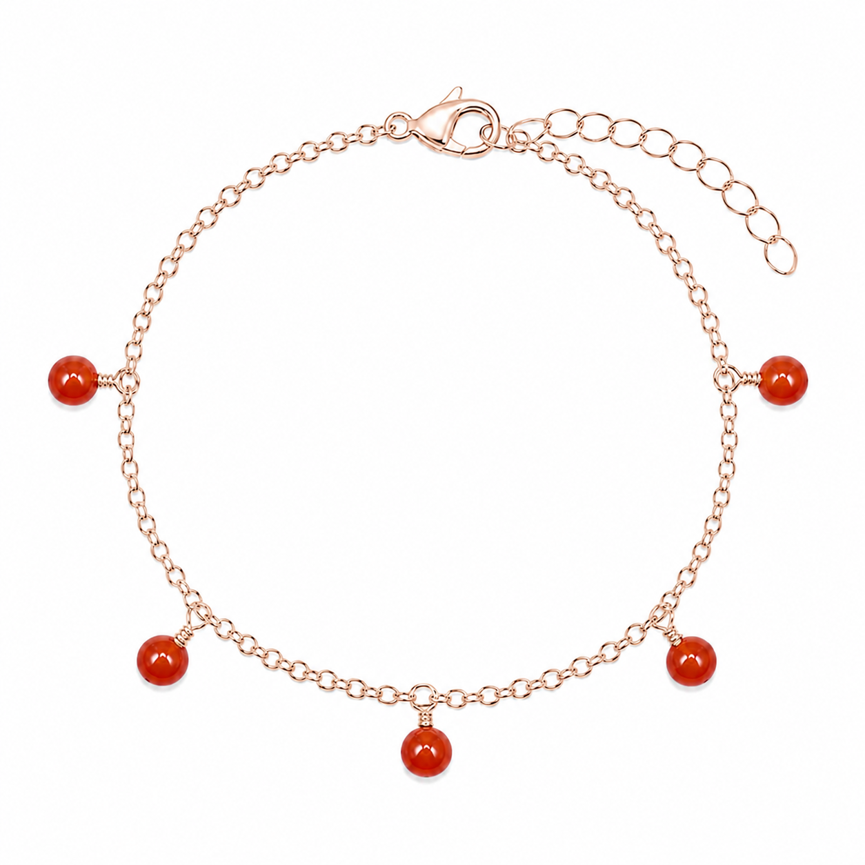 Carnelian Boho Gemstone Bead Drop Charm Bracelet