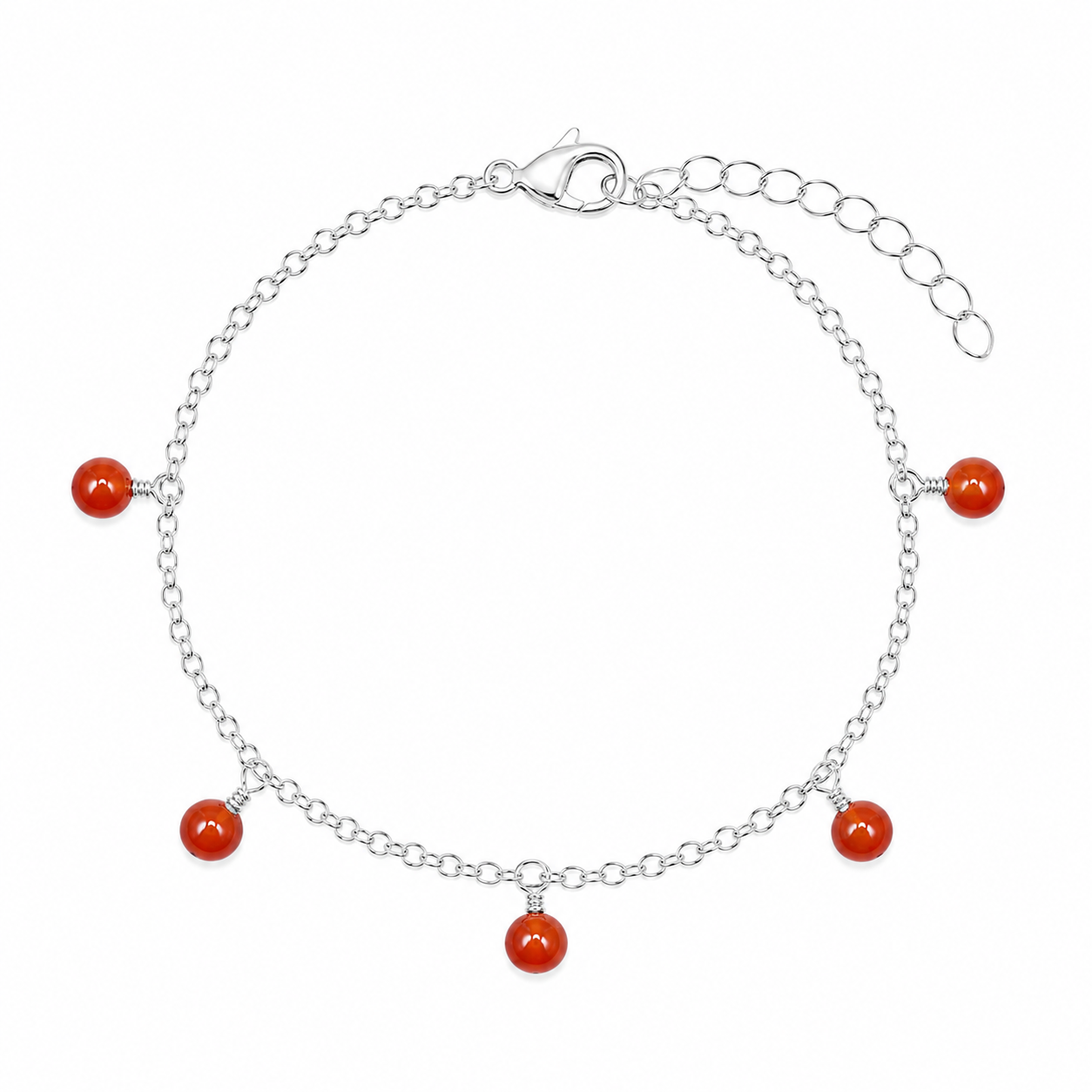 Carnelian Boho Gemstone Bead Drop Charm Bracelet
