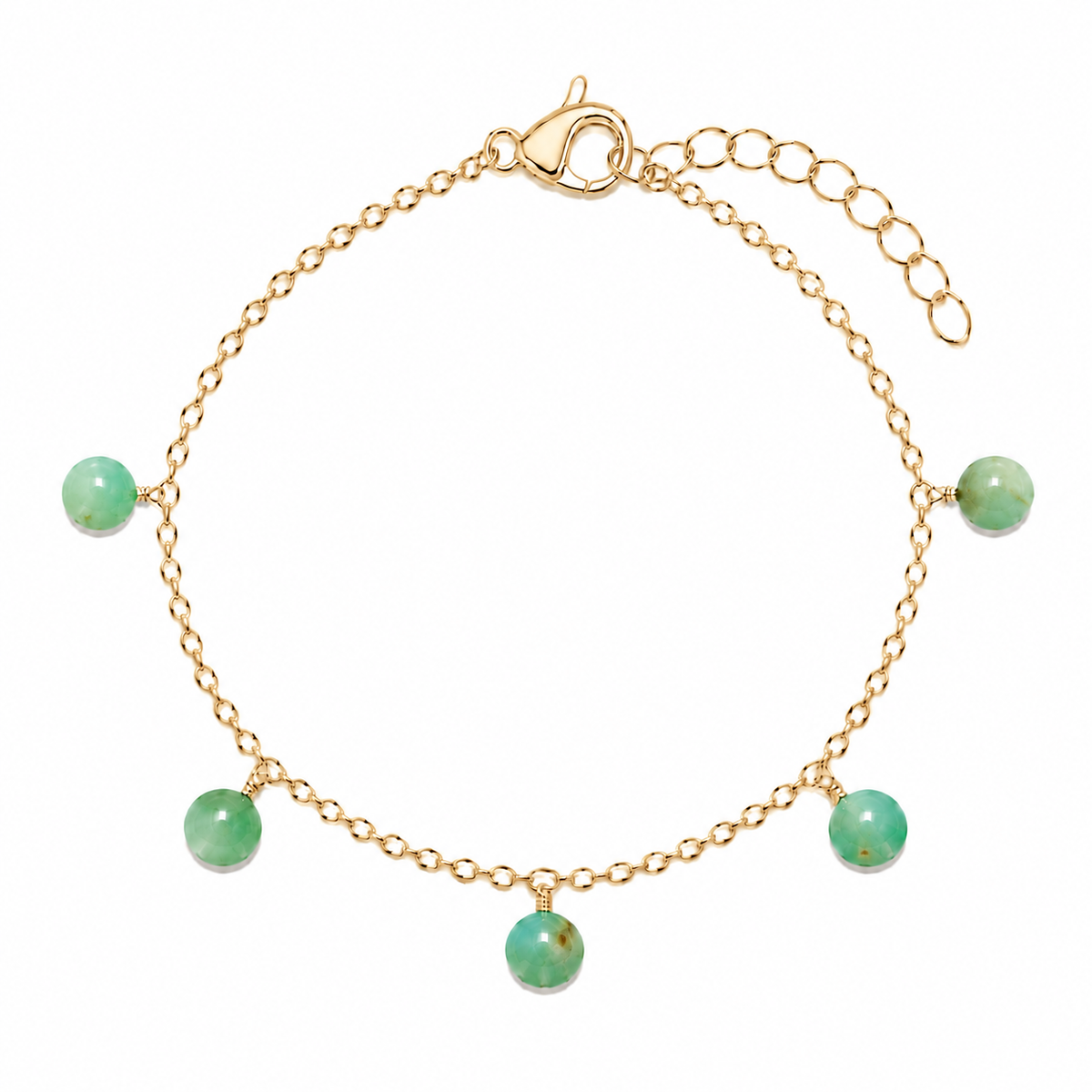 Chrysoprase Boho Gemstone Bead Drop Charm Bracelet