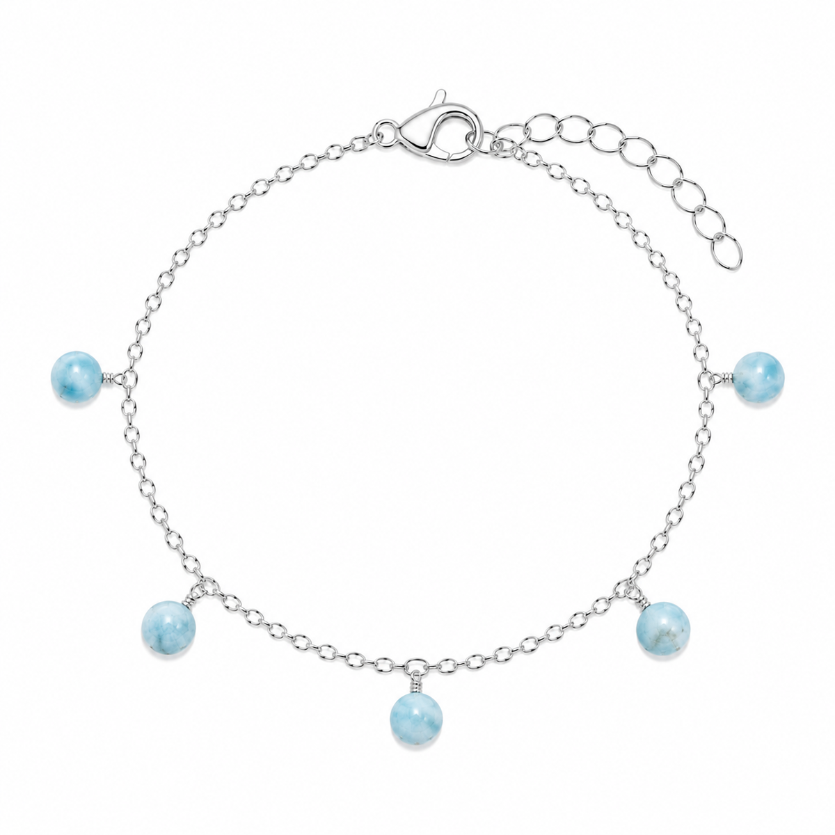 Larimar Boho Gemstone Bead Drop Charm Bracelet