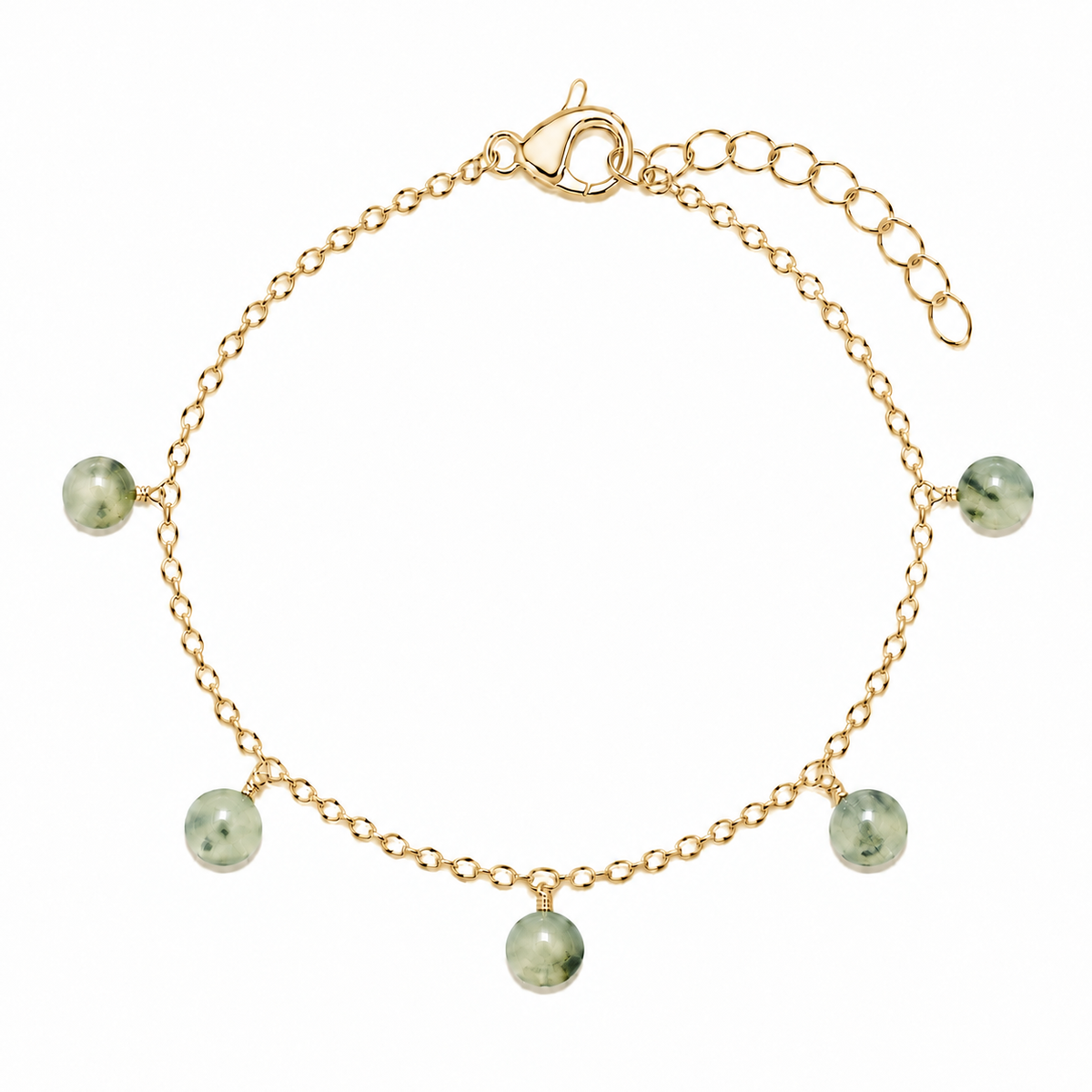 Prehnite Boho Gemstone Bead Drop Charm Bracelet