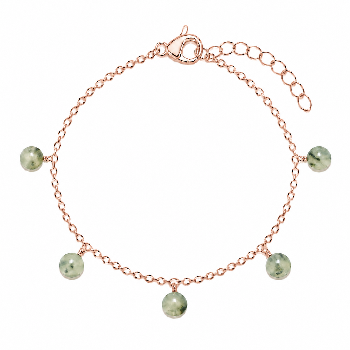 Prehnite Boho Gemstone Bead Drop Charm Bracelet