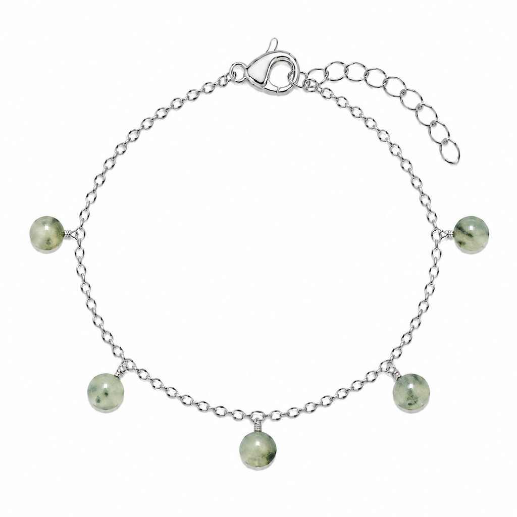 Prehnite Boho Gemstone Bead Drop Charm Bracelet