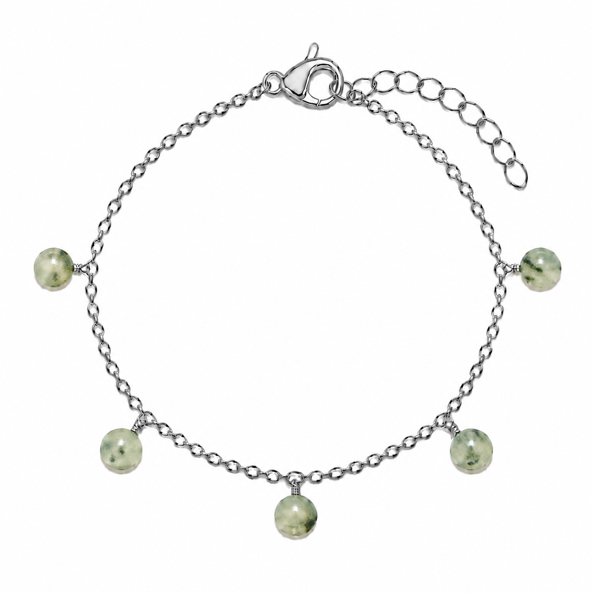 Prehnite Boho Gemstone Bead Drop Charm Bracelet