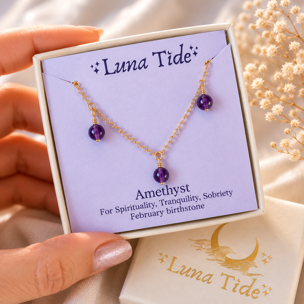 Amethyst Boho Gemstone Bead Drop Charm Bracelet