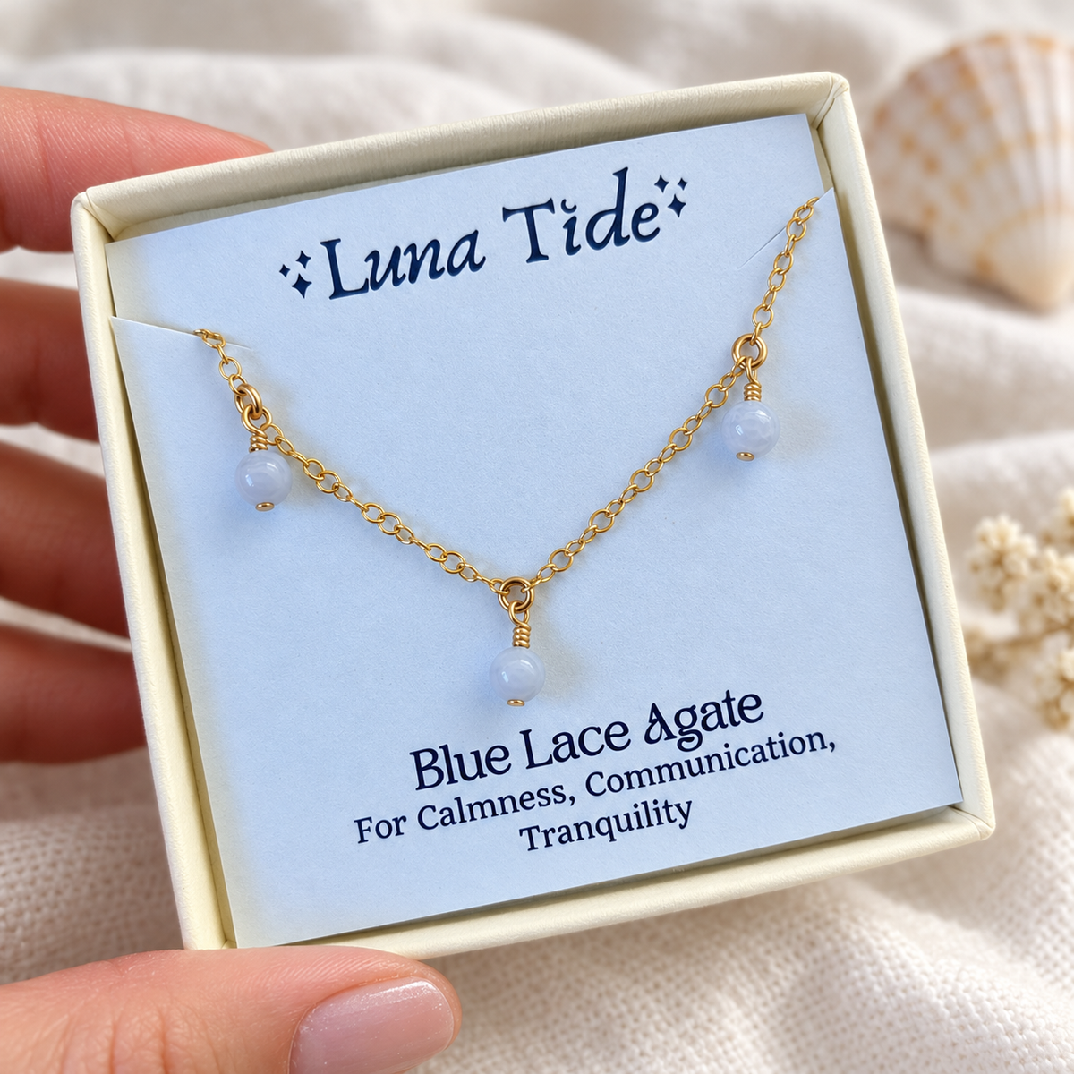 Boho Blue Lace Agate Gemstone Bead Drop Anklet