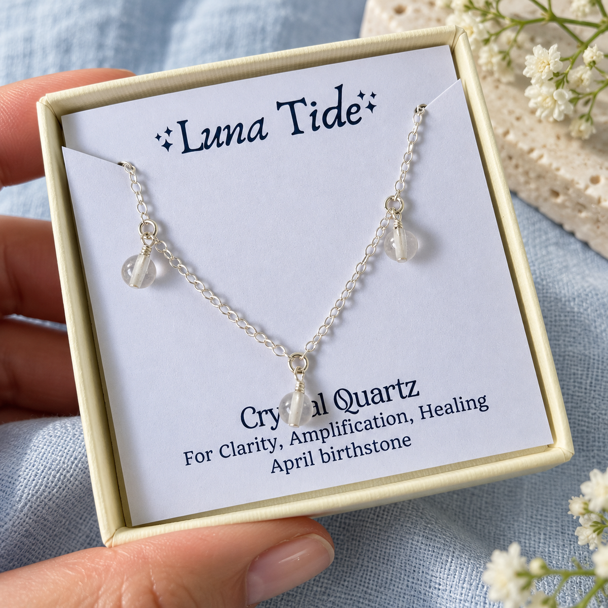 Crystal Quartz Bead Drop Choker