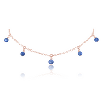 Bead Drop Choker - Kyanite - 14k Rose Gold Fill - Luna Tide Handmade Jewellery