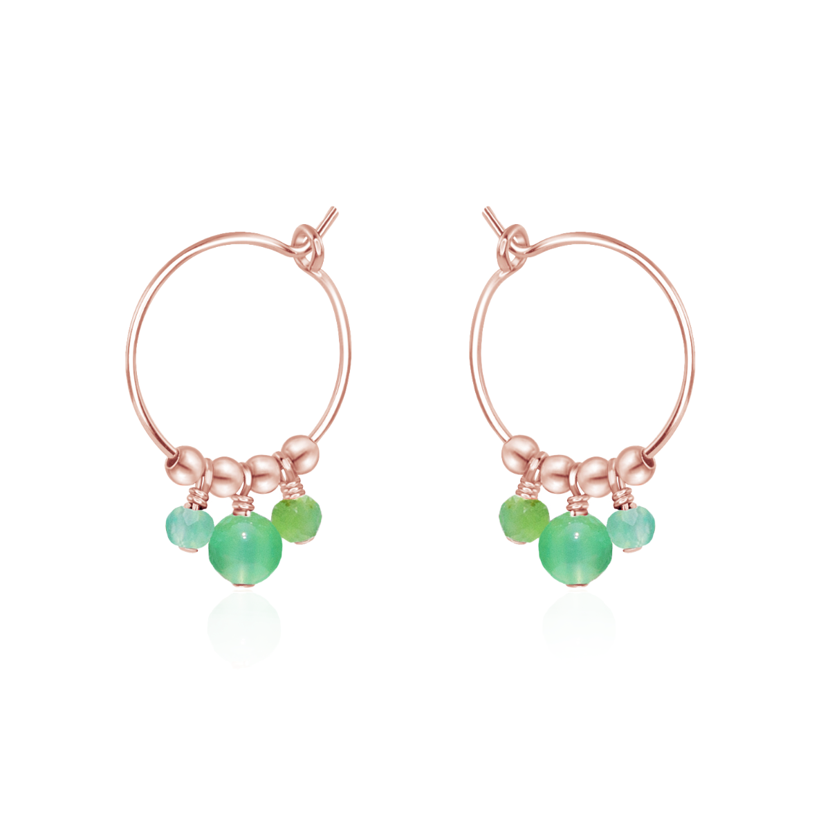 Chrysoprase Gemstone Bead Drop Hoop Earrings