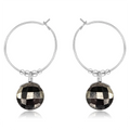 Faceted Pyrite Crystal Circle Dangle Hoop Earrings - Faceted Pyrite Crystal Circle Dangle Hoop Earrings - Sterling Silver - Luna Tide Handmade Crystal Jewellery