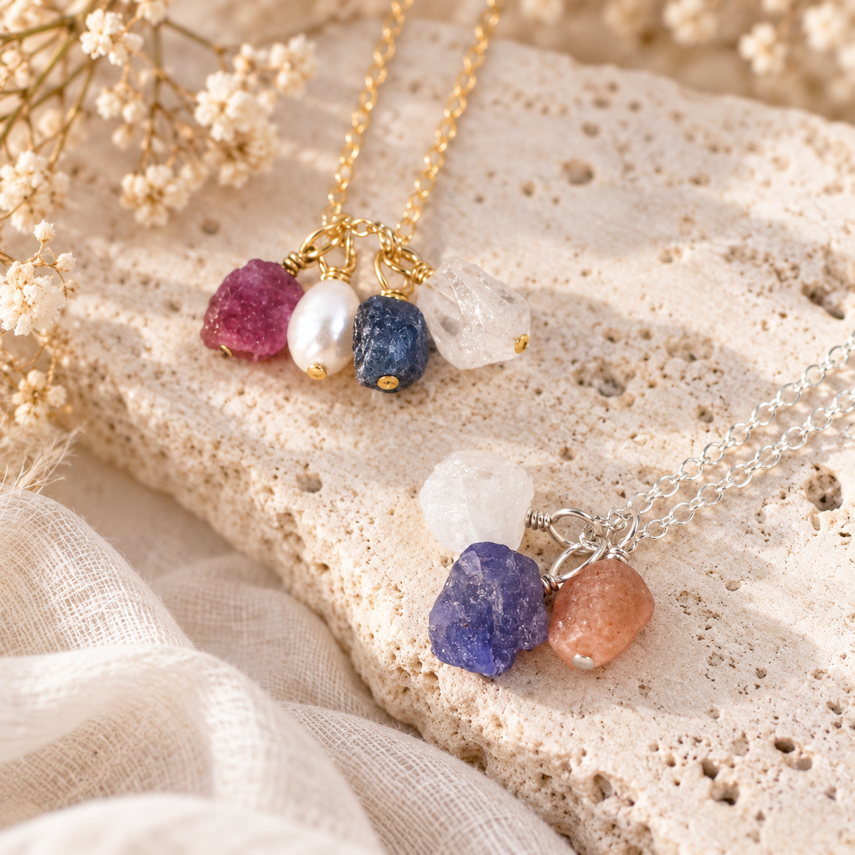 Custom Raw Crystal Cluster Pendant Necklace