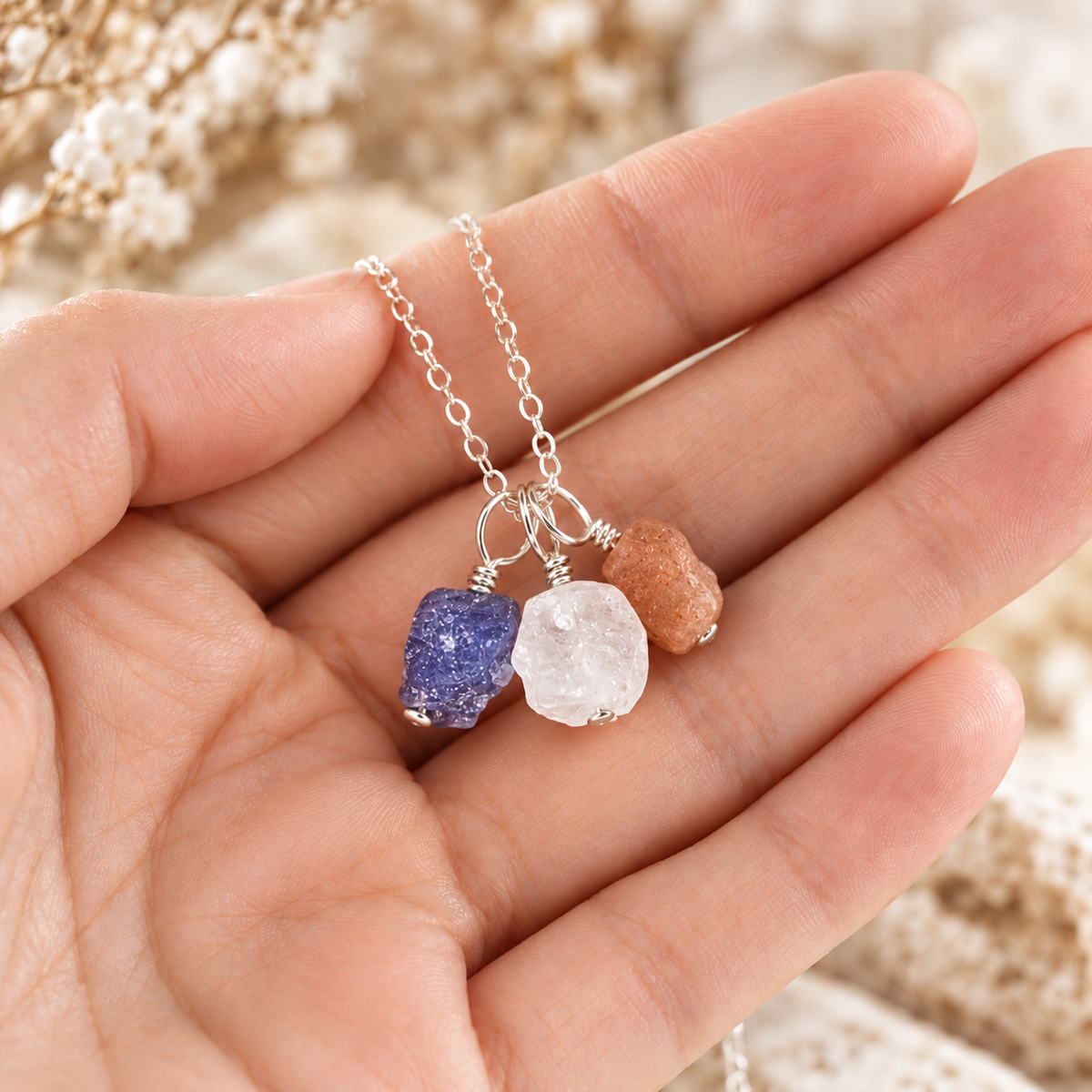 Custom Raw Crystal Cluster Pendant Necklace