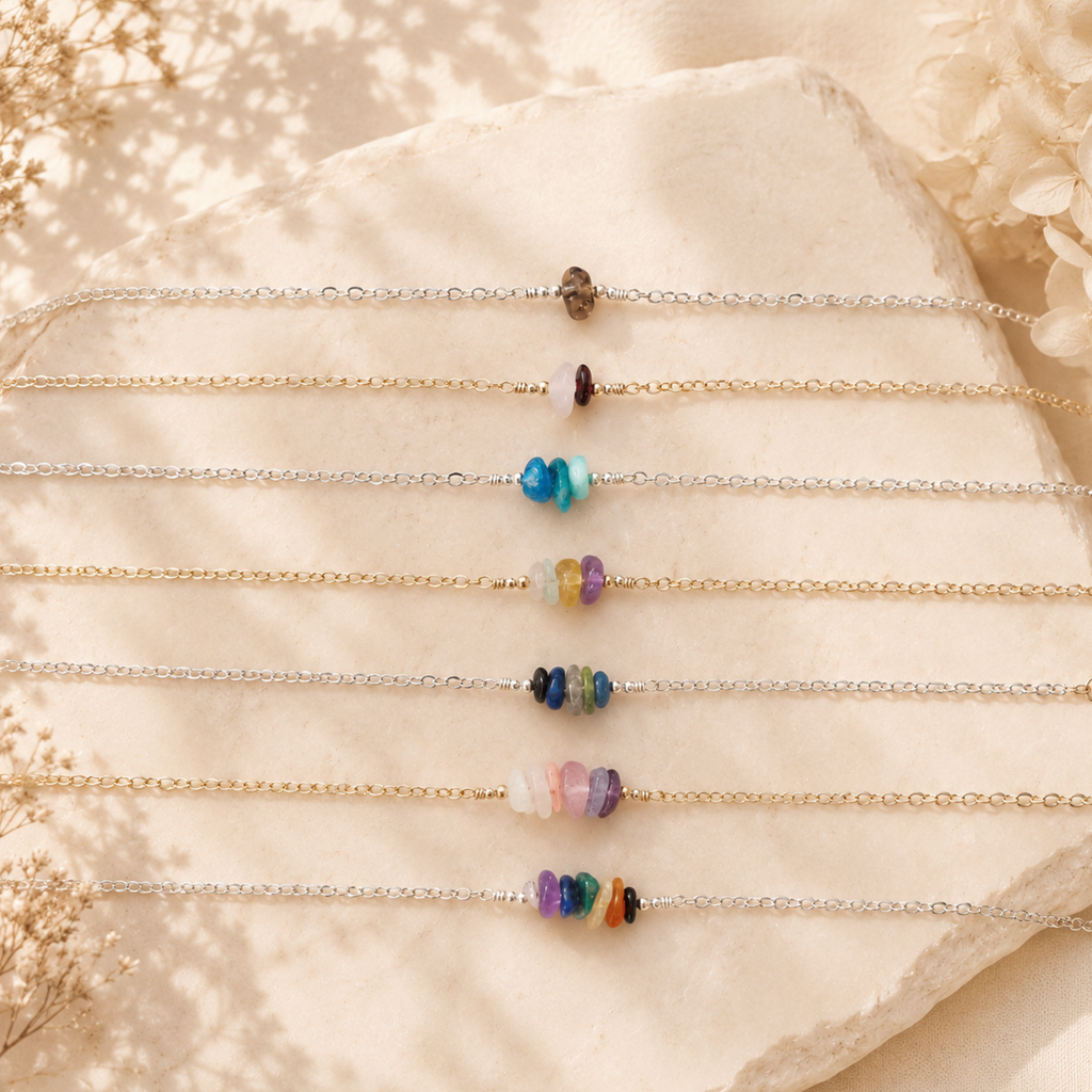 Custom Crystal Chip Bead Bar Anklet