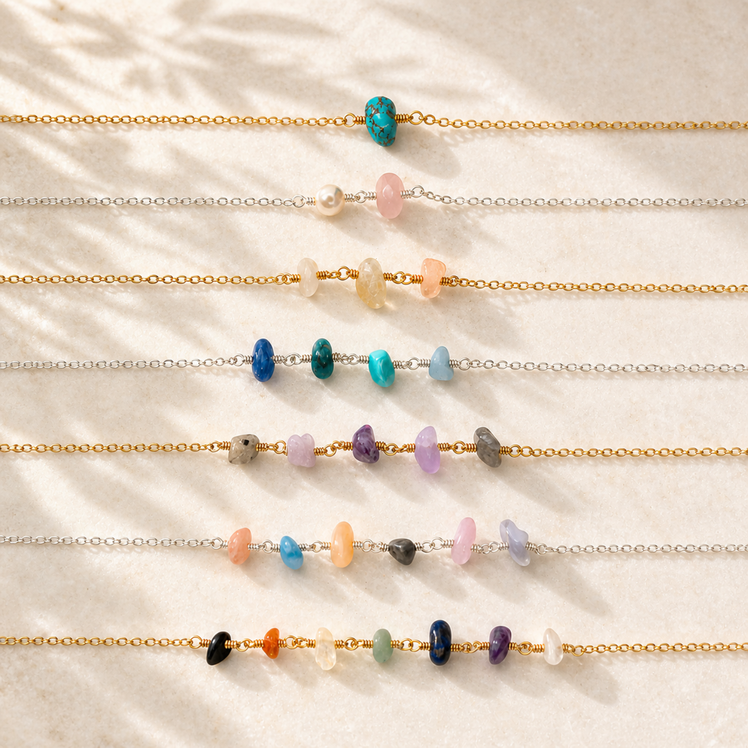 Custom Gemstone Beaded Chain Bracelet