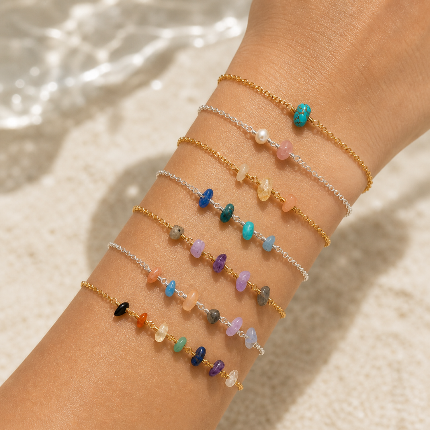 Custom Gemstone Beaded Chain Bracelet