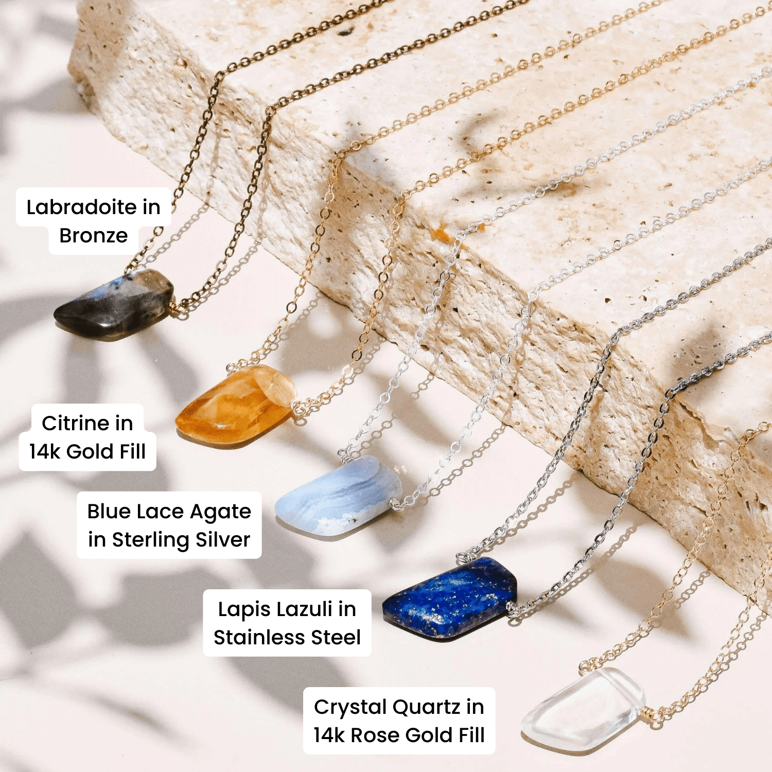 Custom Small Smooth Crystal Slab Necklace