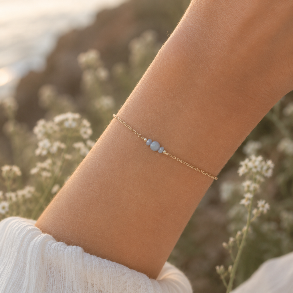 Dainty Angelite Gemstone Bracelet