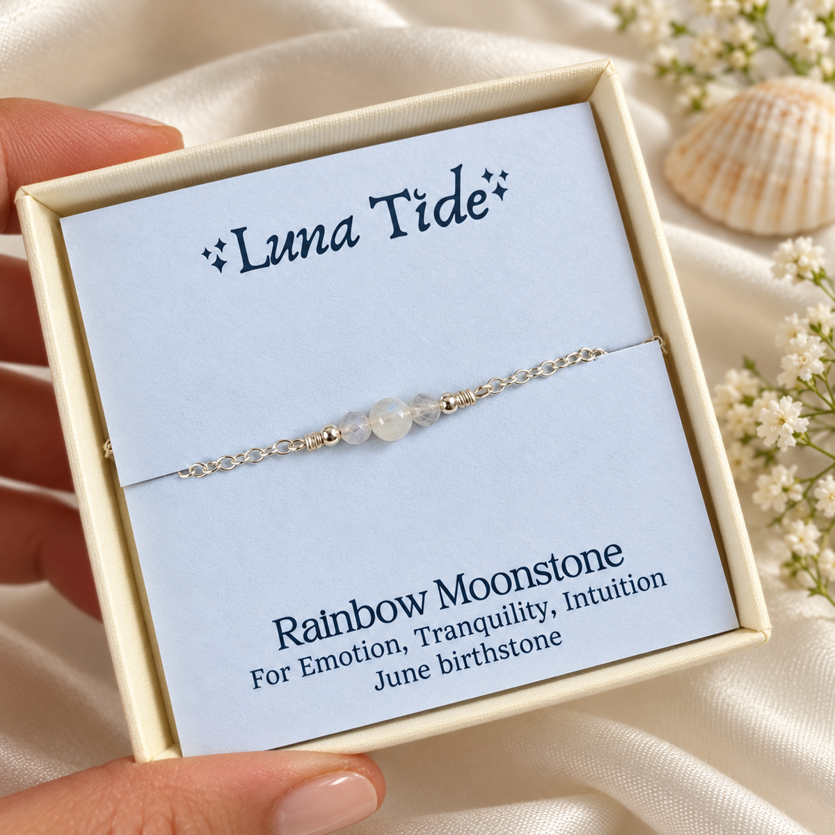 Dainty Rainbow Moonstone Gemstone Bracelet