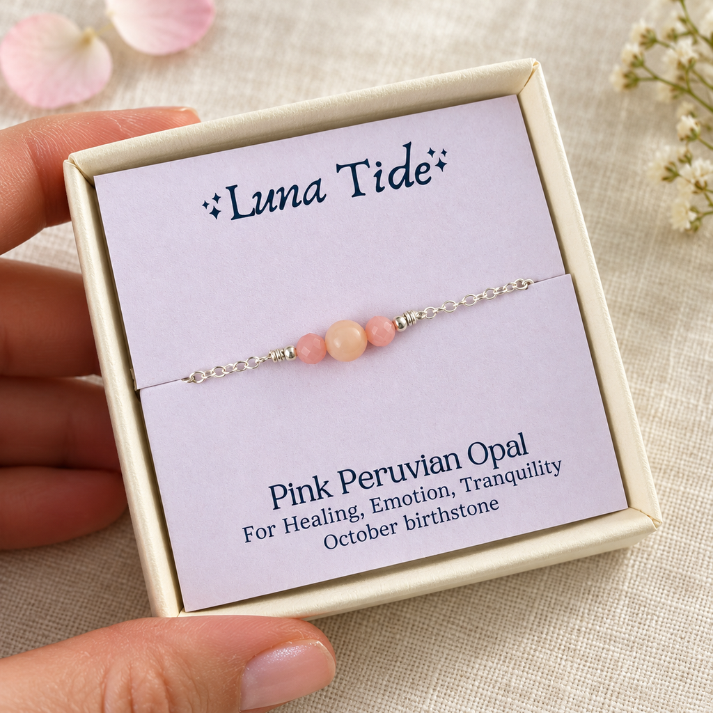 Dainty Pink Peruvian Opal Gemstone Bracelet