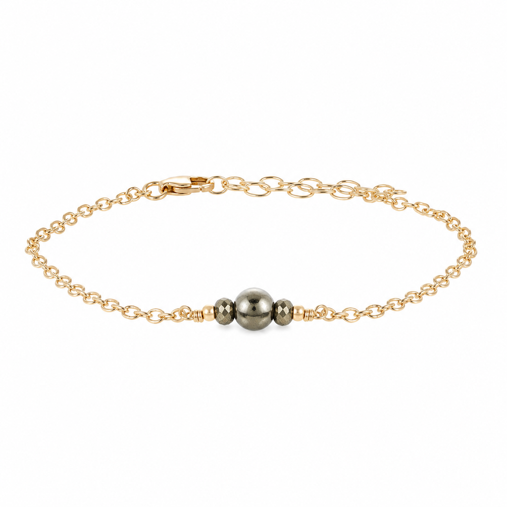 Dainty Pyrite Gemstone Bracelet
