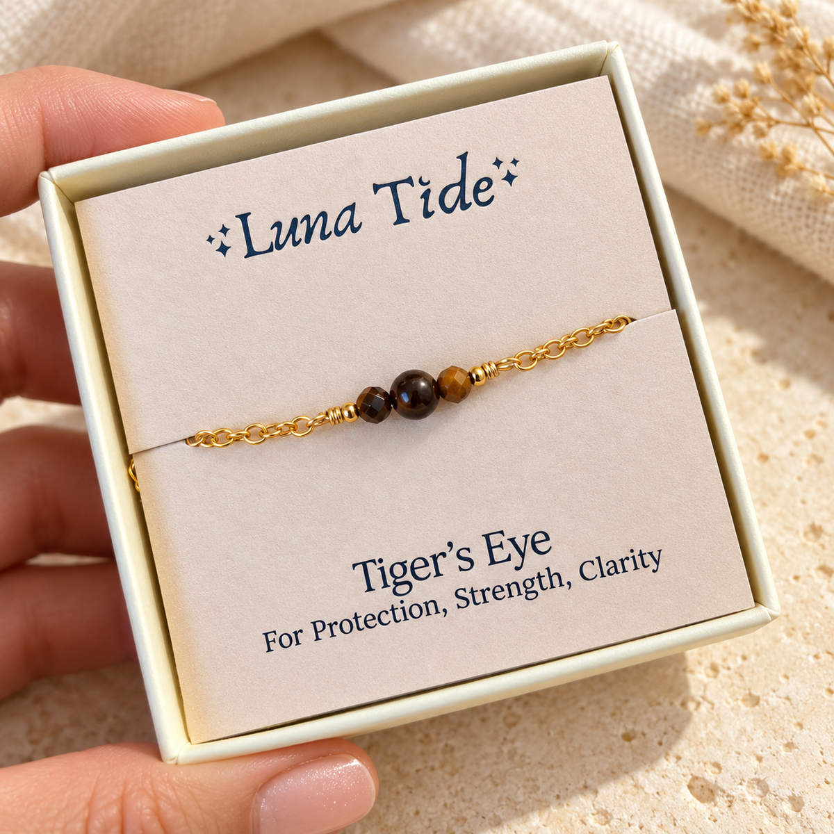 Dainty Tiger's Eye Gemstone Anklet
