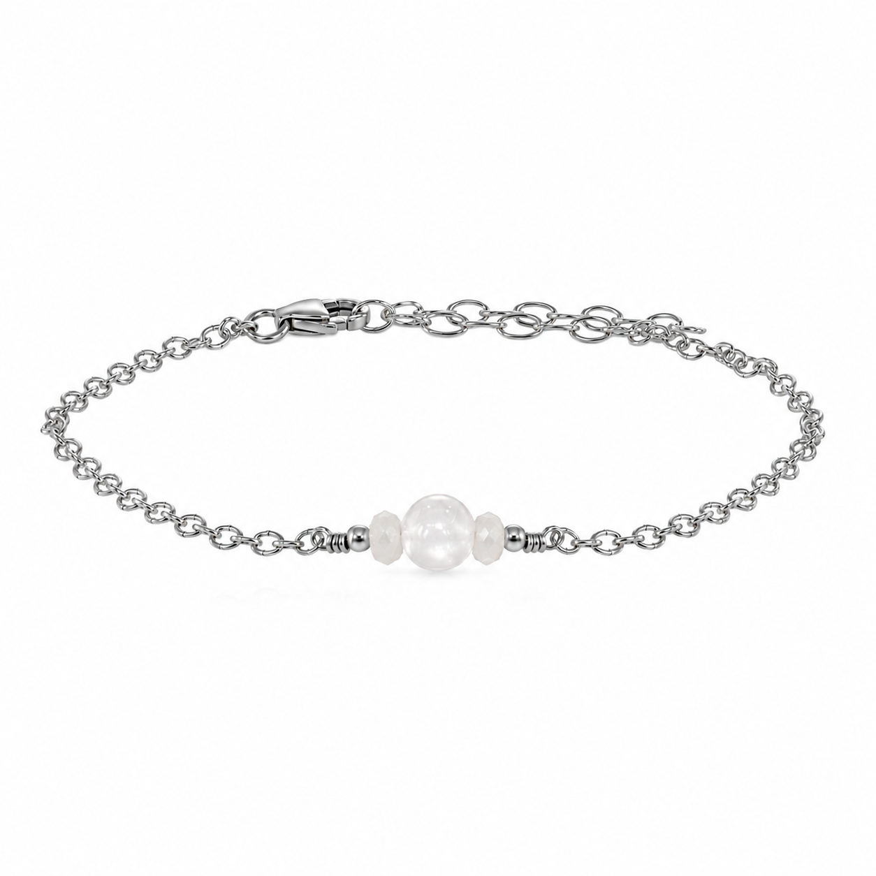 Dainty White Moonstone Gemstone Bracelet
