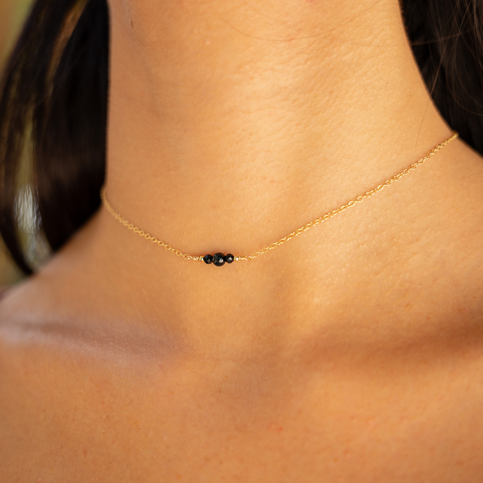 Dainty Black Tourmaline Gemstone Choker Necklace