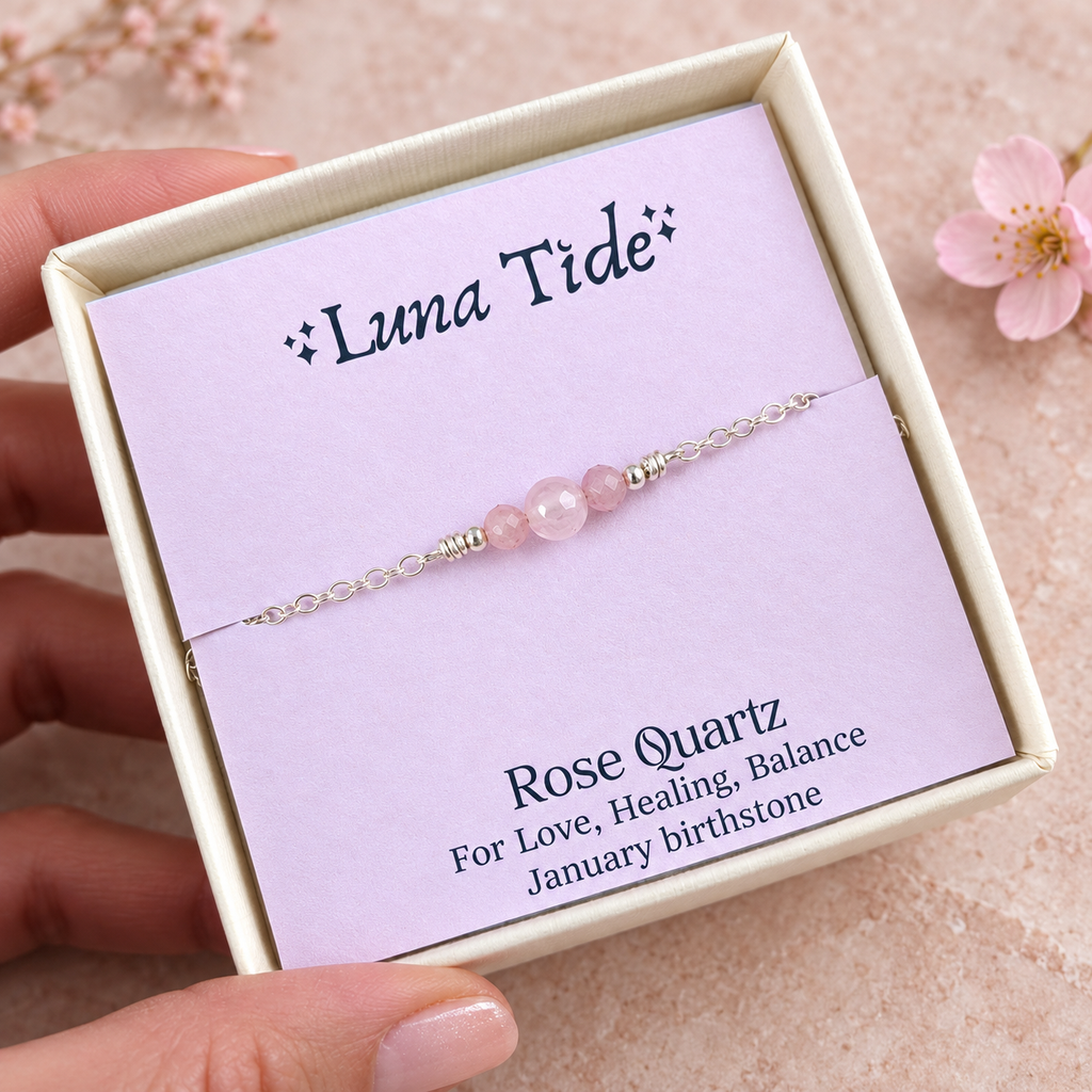 Dainty Rose Quartz Gemstone Anklet