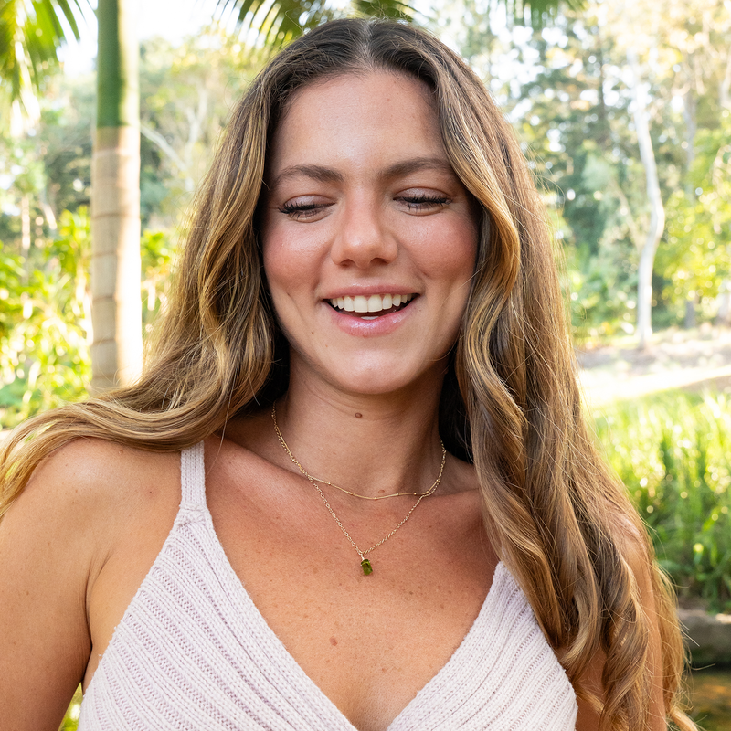 Peridot Double Terminated Crystal Chain Layered Choker Necklace