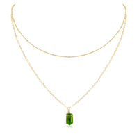 Peridot Double Terminated Crystal Chain Layered Choker Necklace