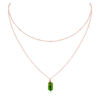 Peridot Double Terminated Crystal Chain Layered Choker Necklace