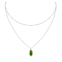 Peridot Double Terminated Crystal Chain Layered Choker Necklace