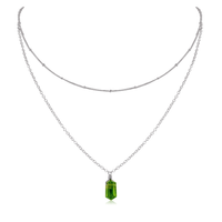 Peridot Double Terminated Crystal Chain Layered Choker Necklace