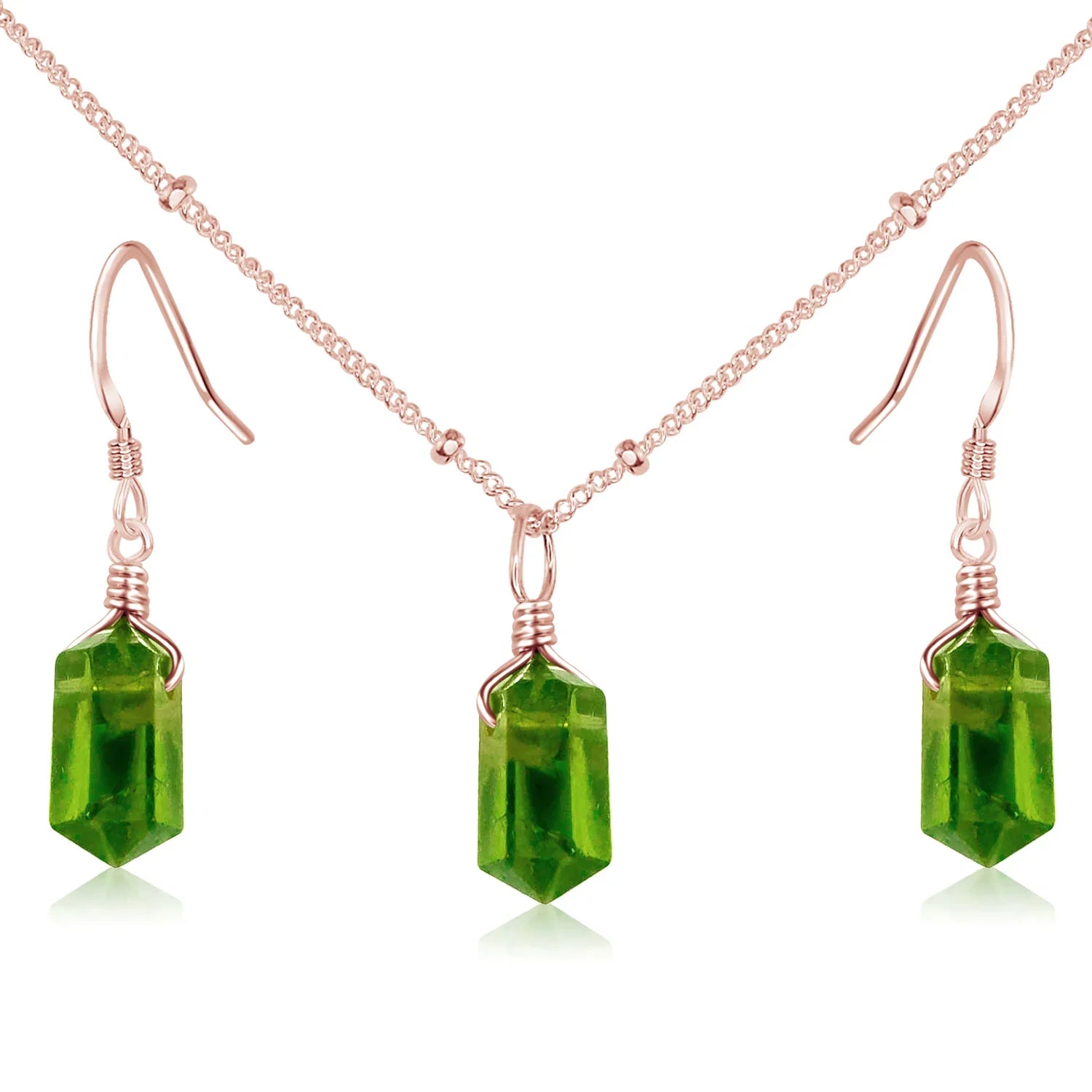 Peridot Double Terminated Crystal Jewellery Set