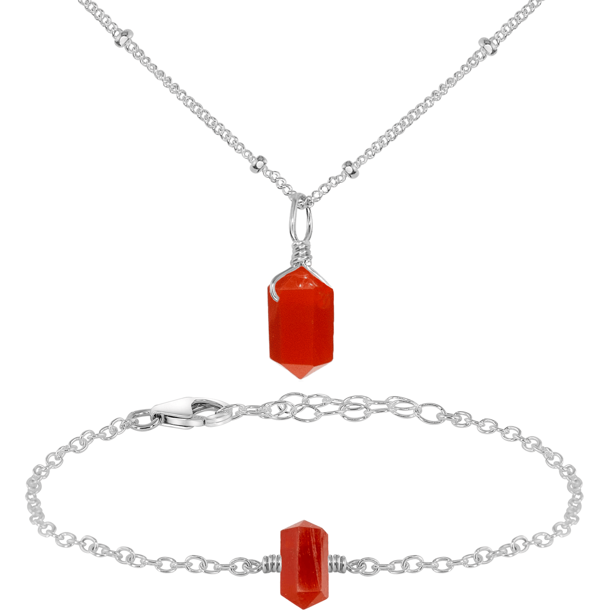 Carnelian Double Terminated Crystal Jewellery Set