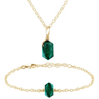 Emerald Double Terminated Crystal Jewellery Set