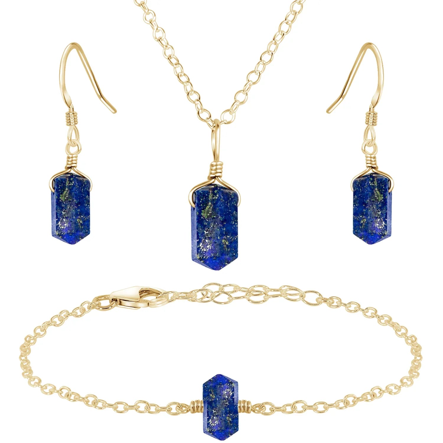 Lapis Lazuli Double Terminated Crystal Jewellery Set