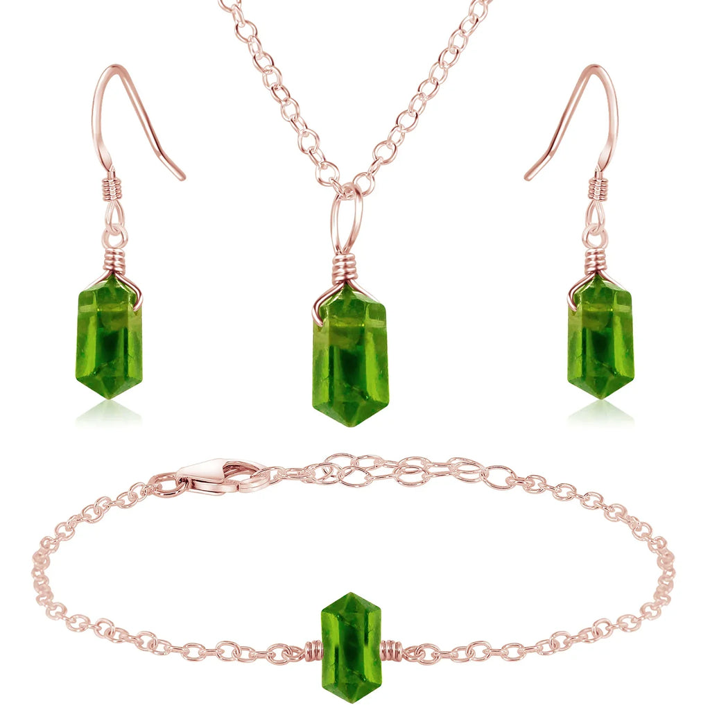 Peridot Double Terminated Crystal Jewellery Set