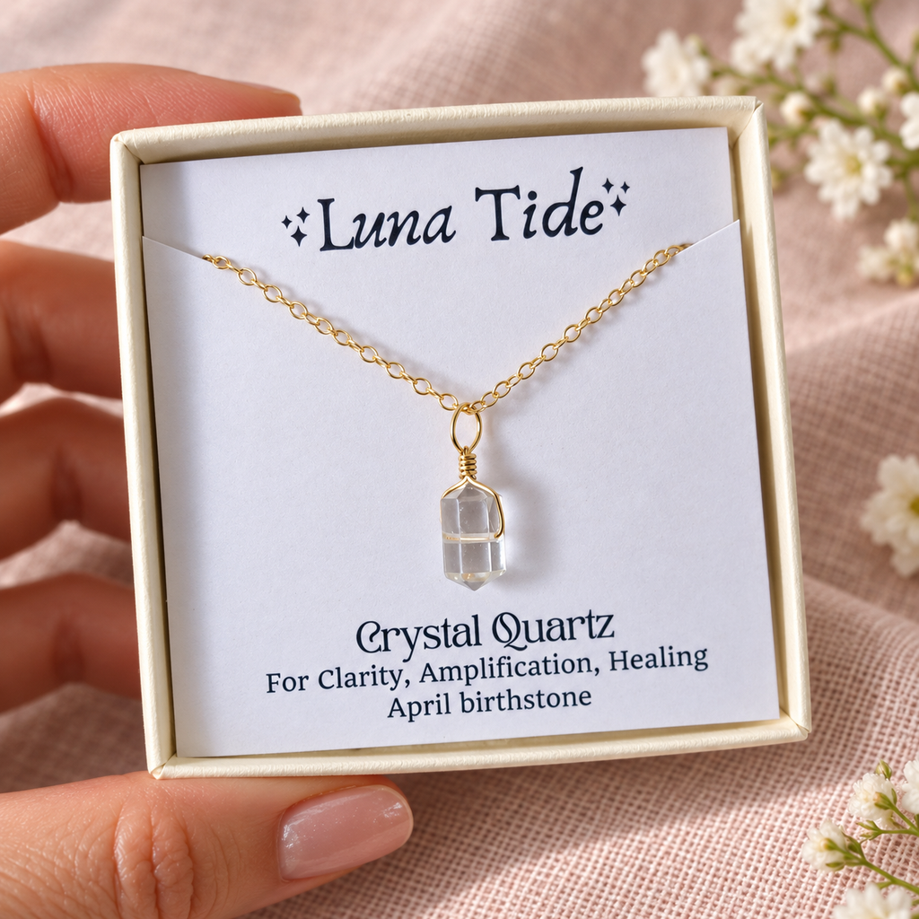 Crystal Quartz Mini Double Terminated Crystal Point Pendant Choker Necklace