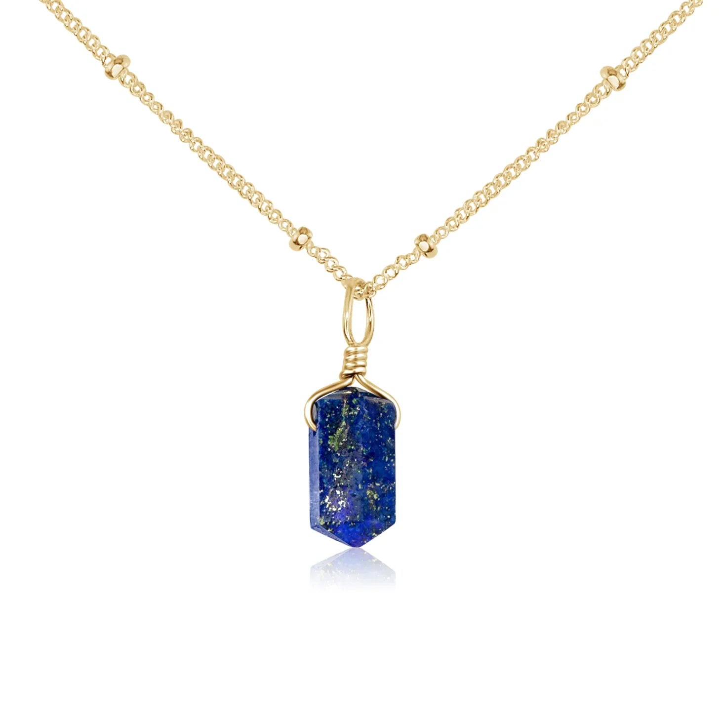 Lapis Lazuli Mini Double Terminated Crystal Point Pendant Necklace